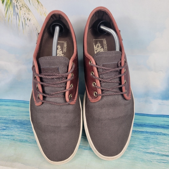 Vans Ludlow Military Grey Brown Leather Low Top Sneakers Shoes Mens 9 - Picture 3 of 10